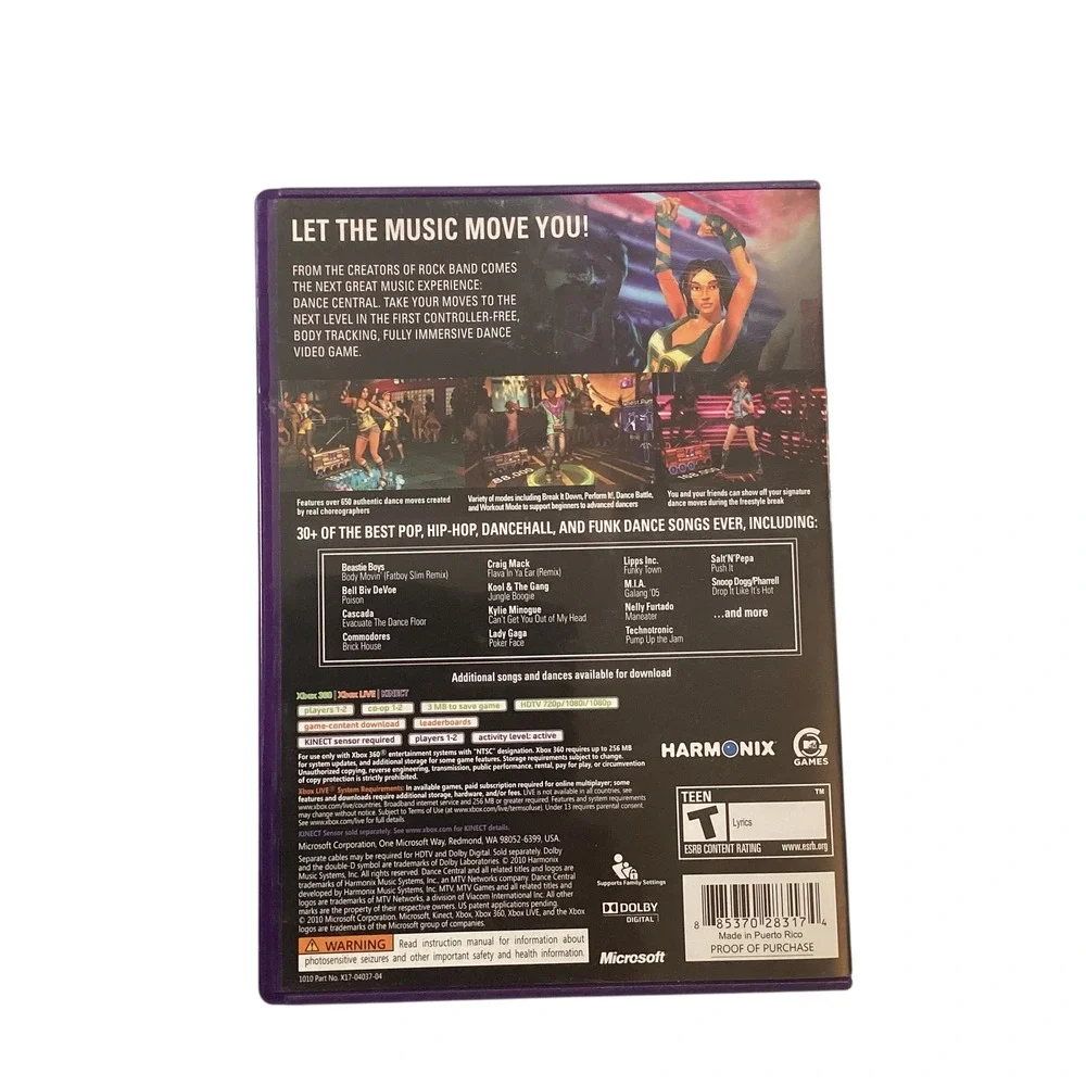 Xbox 360 Kinect Game Bundle Just Dance 4 and Dance Central 2-Disc Lot